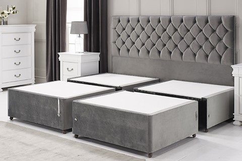 Quarterised Contract Bed Base - 4'6'' x 6'3'' Double Platinum 