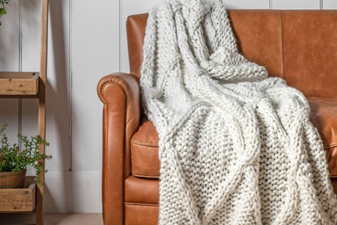 Cable Knitted Diamond Throw